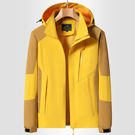 Damen Softshell‑Trekkingjacke mit atmungsaktiver Membran, verstellbarer Kapuze und Colorblock-Design Shop Nory