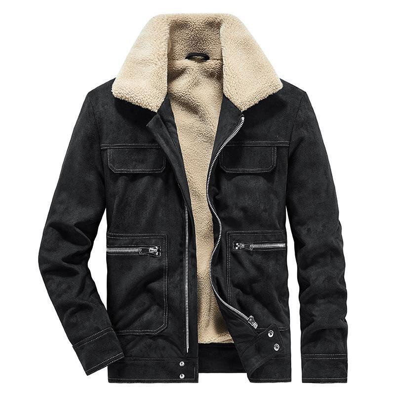 Herren Wildlederoptik-Jacke mit Teddyfutter, Kontrastnähten und Mehrfach-Taschen Shop Nory