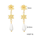 Damen lange Ohrstecker mit floralem Design und Perlenakzenten Shop Nory
