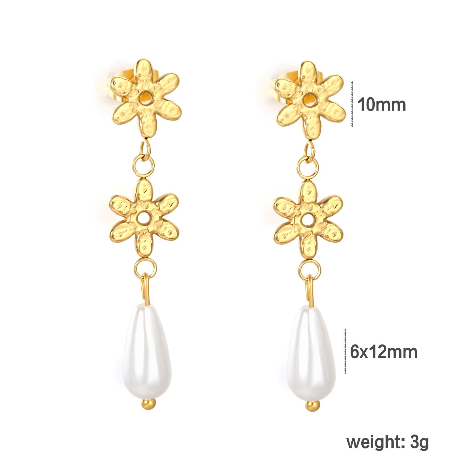 Damen lange Ohrstecker mit floralem Design und Perlenakzenten Shop Nory