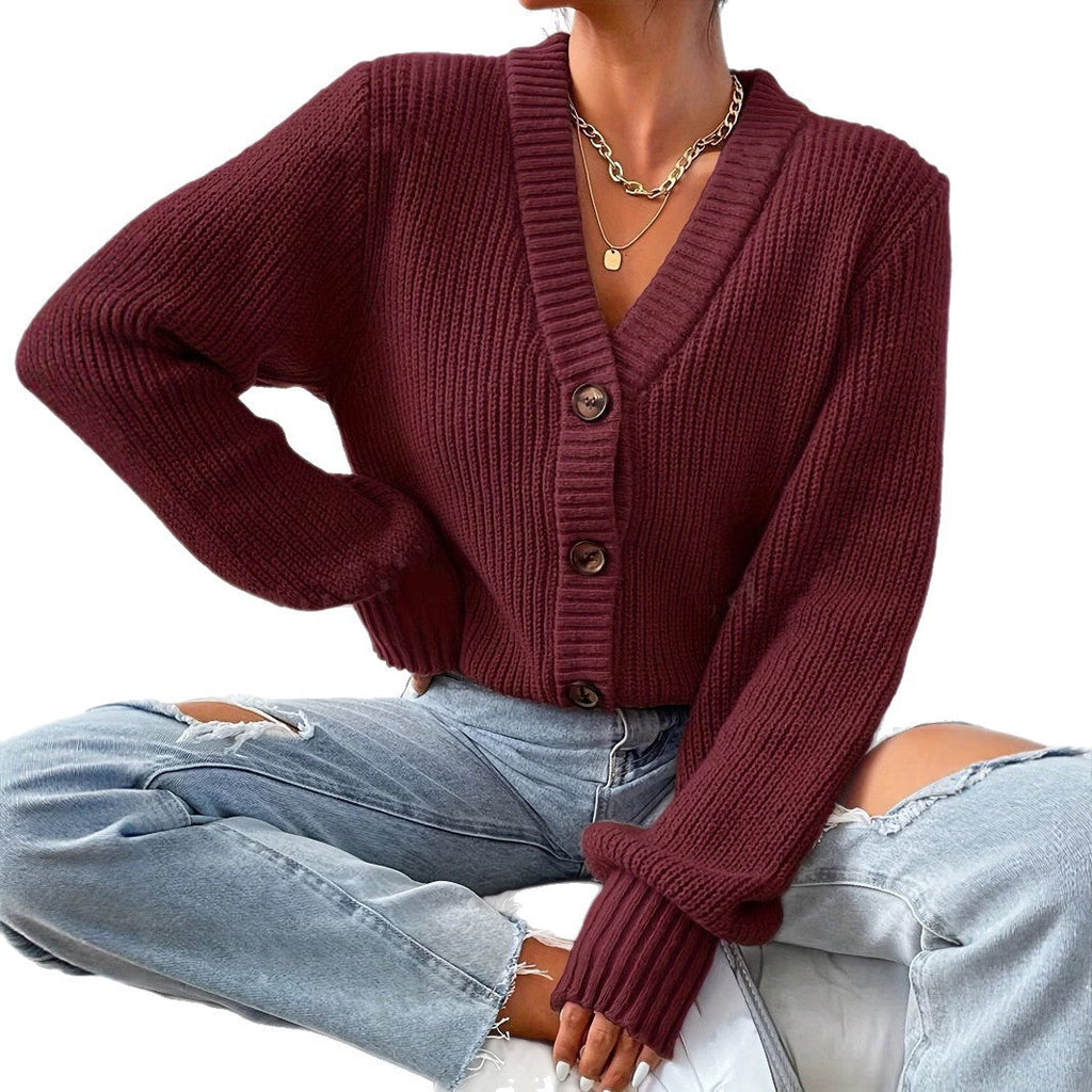 Damen bequeme Strickjacke mit schickem V-Ausschnitt