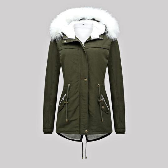 Damen Taillierter Winterparka mit Thermofleece-Futter und abnehmbarer Kunstfellkapuze Shop Nory