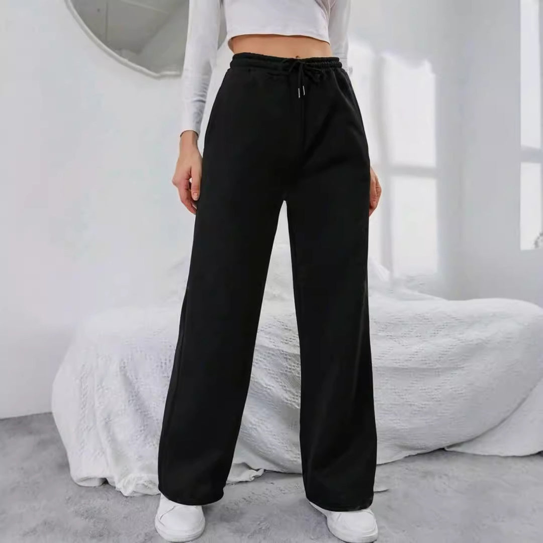 Damen nan High‑Waist Wide‑Leg Jogginghose mit elastischem Komfortbund, Kordelzug und tiefen Eingrifftaschen Shop Nory