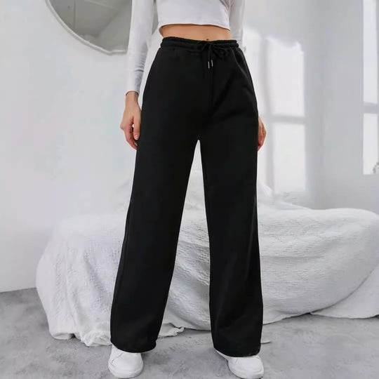 Damen nan High‑Waist Wide‑Leg Jogginghose mit elastischem Komfortbund, Kordelzug und tiefen Eingrifftaschen Shop Nory
