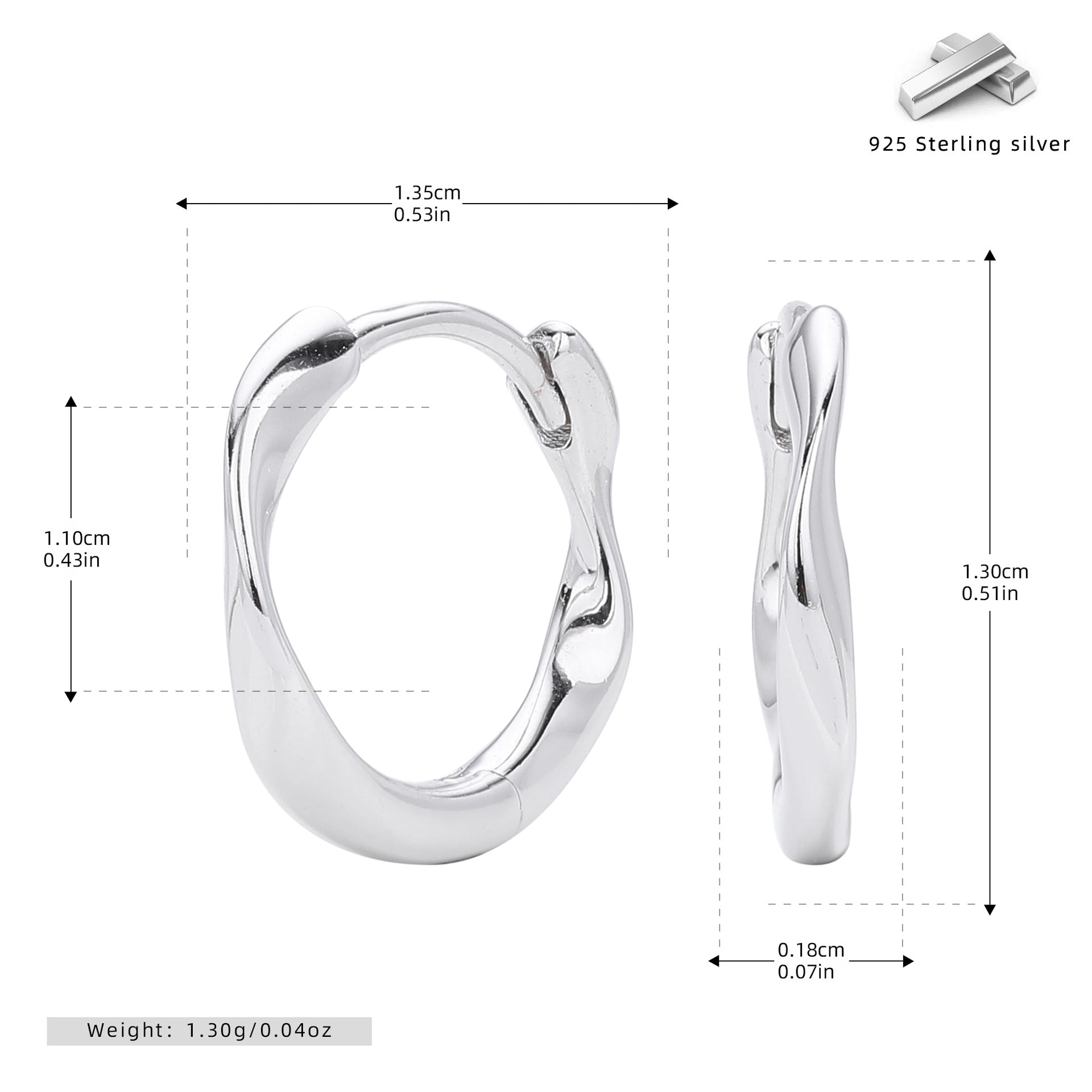 Damen Creolen im eleganten, geschwungenen Design aus hochwertigem 925 Sterling Silber Shop Nory