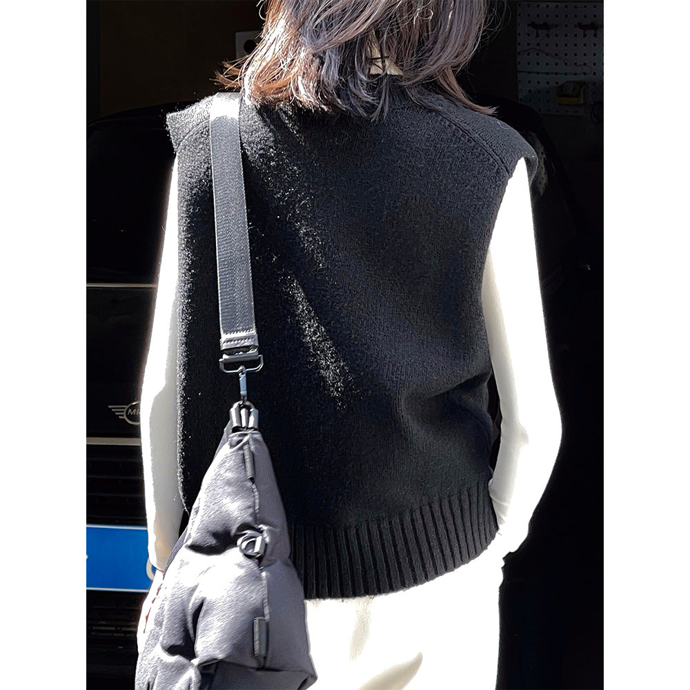 Damen Ärmellose Feinstrickweste mit V‑Ausschnitt und Rippbund Shop Nory