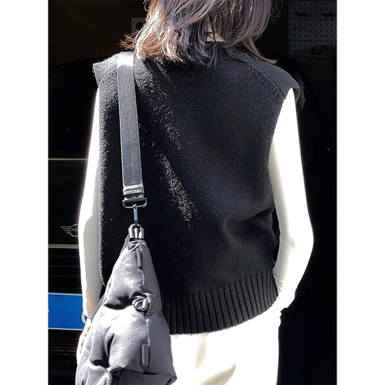 Damen Ärmellose Feinstrickweste mit V‑Ausschnitt und Rippbund Shop Nory