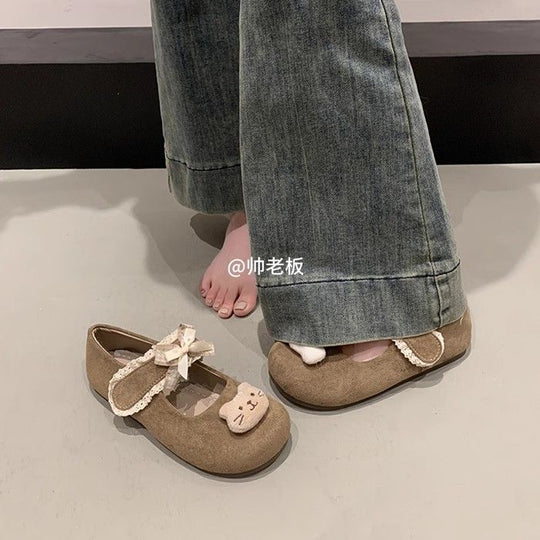 Damen Verspielte Mary-Jane-Ballerinas mit Plüsch‑Applikation und Klettverschluss Shop Nory