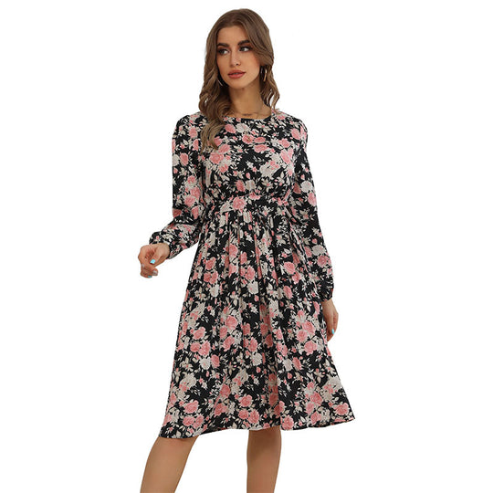 Damen Midikleid mit floralem Allover‑Print, Taillenraffung und seitlichem Schlitz Shop Nory