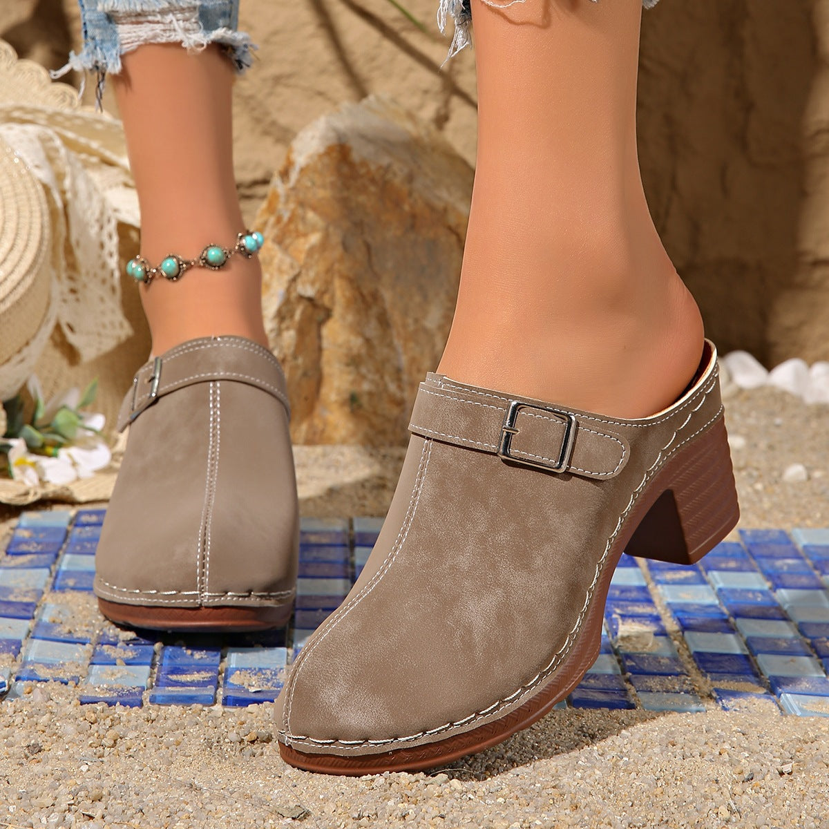 Damen Clogs mit elegantem Blockabsatz