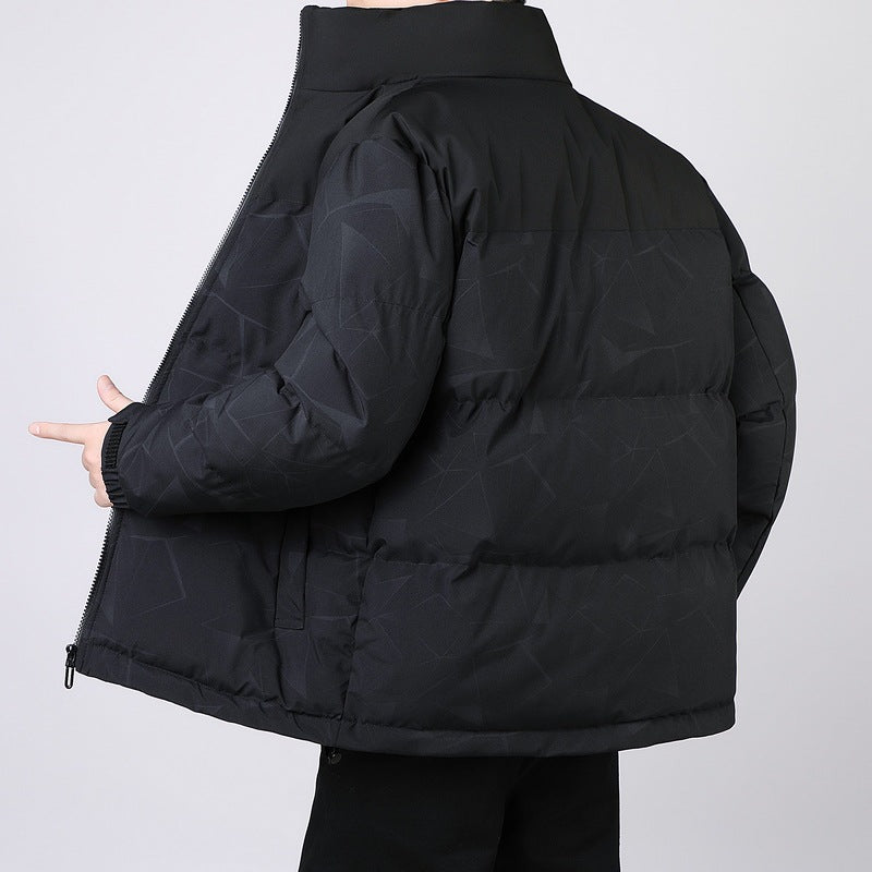 Herren Isolierte Winter-Steppjacke mit geometrischer Ton-in-Ton‑Steppung und hohem Stehkragen Shop Nory