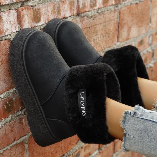 Damen Warme Kurzstiefel mit kuscheligem Fellaufschlag und leichter Plateau-Sohle Shop Nory