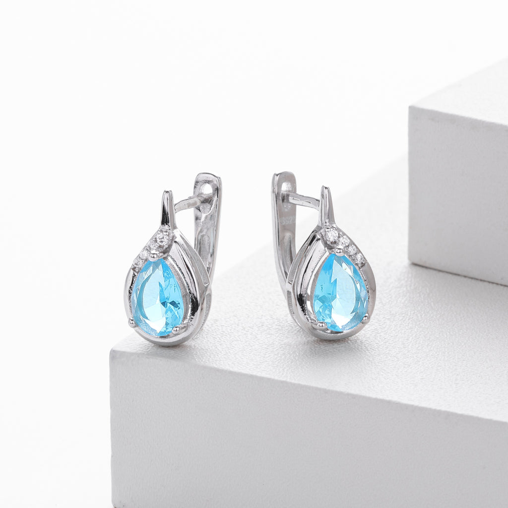 Damen Ohrhänger mit Tropfen-Design aus 925 Sterling Silber und funkelndem Zirkon Shop Nory