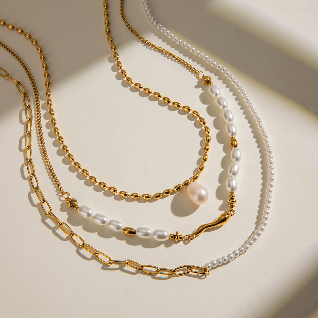 Damen Halskette mit feinem Perlenanhänger und hypoallergener Edelstahlverarbeitung Shop Nory