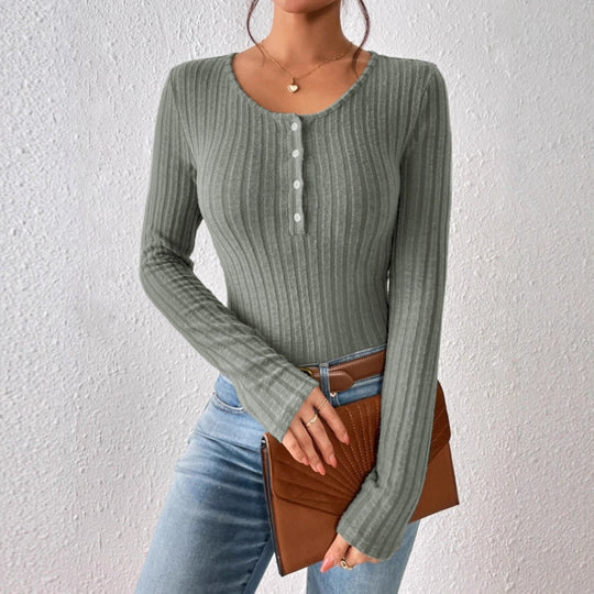 Damen Gerippter Feinstrick-Body mit Henley-Knopfleiste und taillierter Passform Shop Nory
