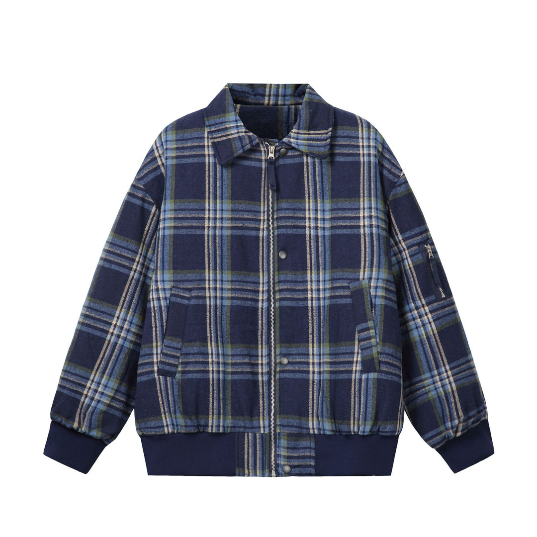 Unisex Karierter Boxy-Blouson im Oversize‑Cut mit Rippbündchen und Reißverschluss Shop Nory