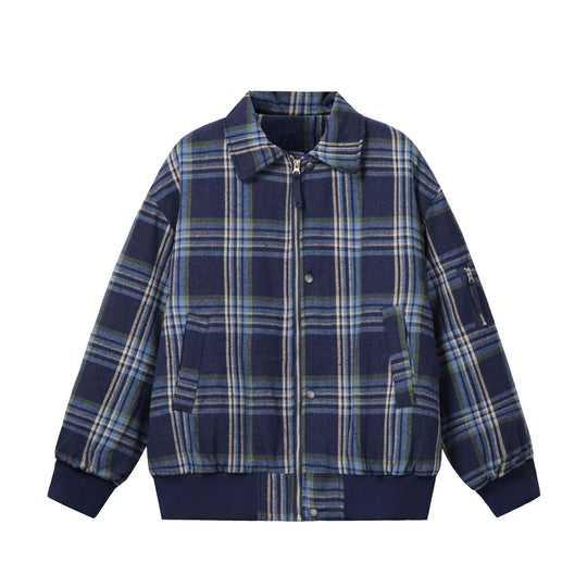 Unisex Karierter Boxy-Blouson im Oversize‑Cut mit Rippbündchen und Reißverschluss Shop Nory
