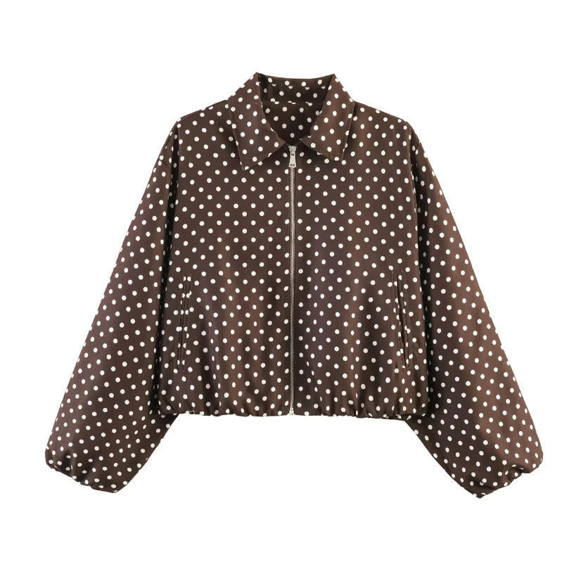 Damen Gekürzte Bomberjacke im Harrington‑Stil mit Ballonärmeln und elastischem Saum Shop Nory