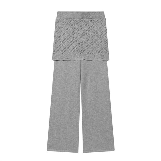 Damen Feinstrick-Loungewear-Set mit Rundhals-Pullover, weitem Palazzo und strukturierter Rock-Overlay Shop Nory