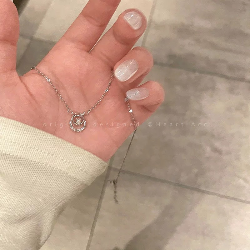 Damen filigrane Halskette mit zartem Kreisanhänger Shop Nory