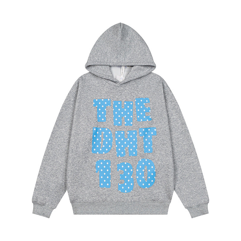 Unisex Oversize-Kapuzenpullover mit Statement-Print und Polka‑Dot-Applikation Shop Nory
