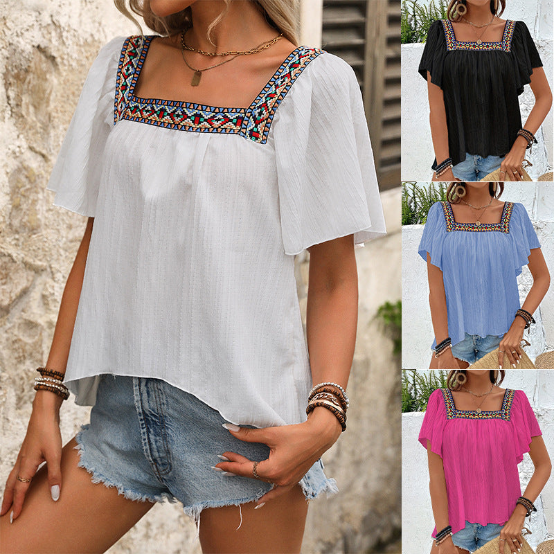 Damen Luftige Sommerbluse mit Stickereien