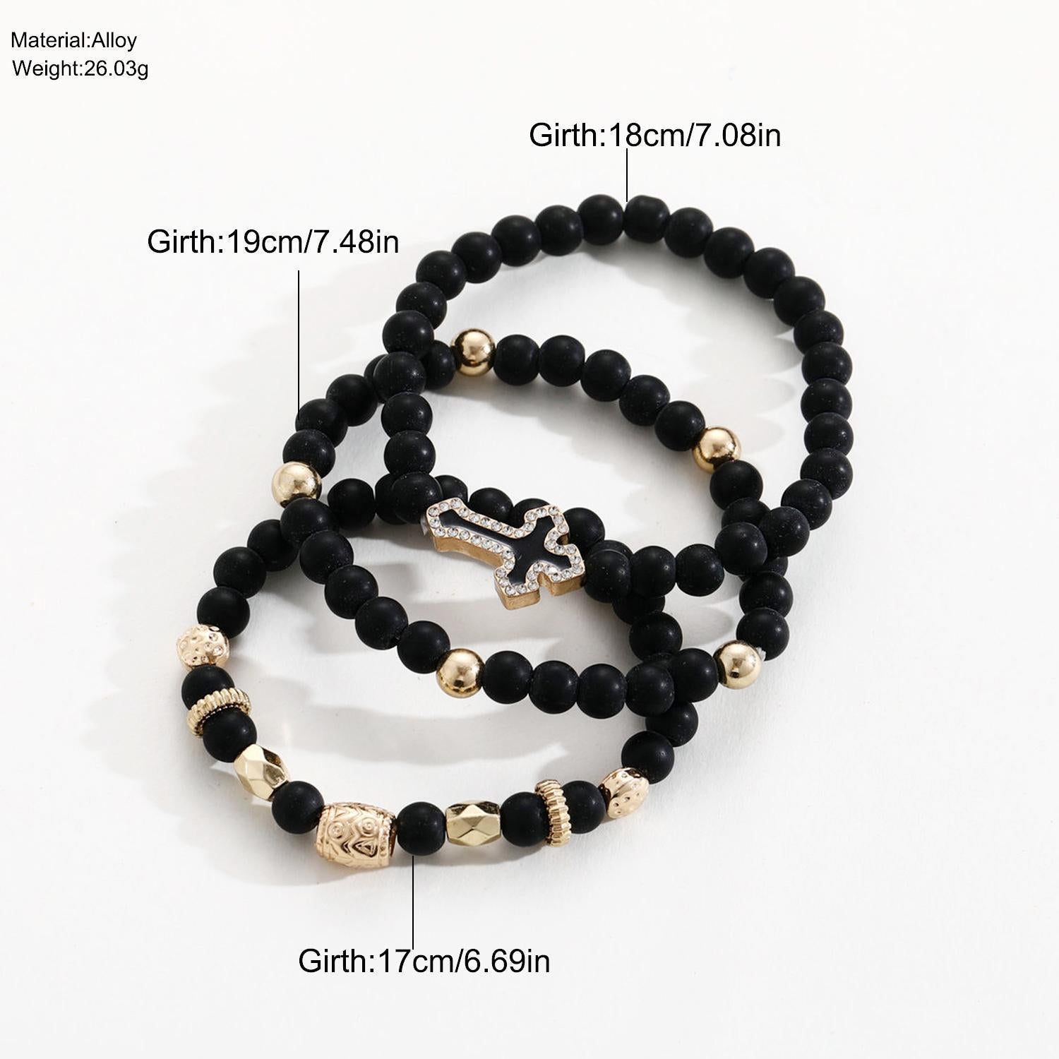 Damen Armreif-Set mit funkelndem Kreuzanhänger und einzigartigen Perlen Shop Nory