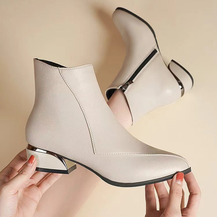 Damen knöchelhohe Stiefelette mit geometrischem Blockabsatz Shop Nory