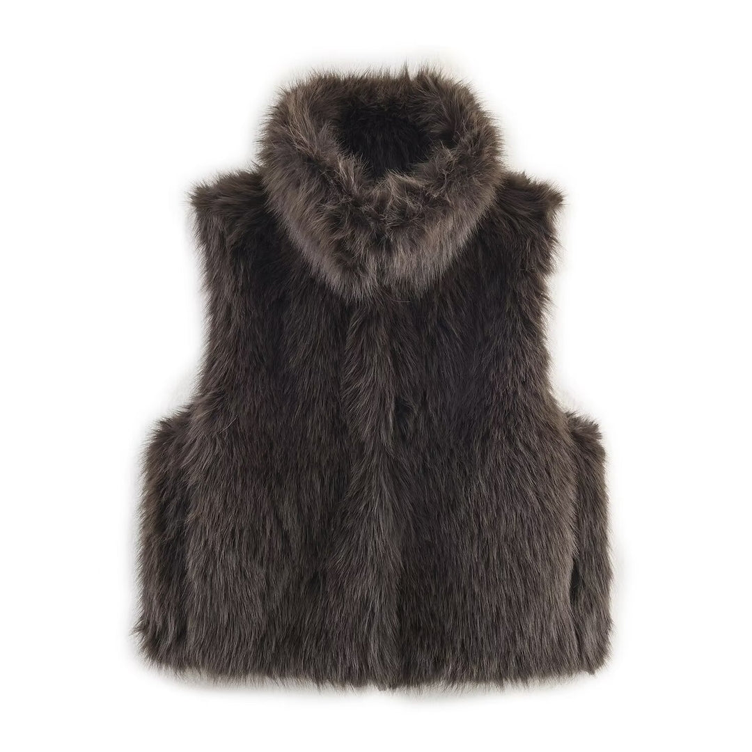 Damen Ärmellose Teddy‑Plüschweste mit hohem Stehkragen und dichtem Hochflor Shop Nory