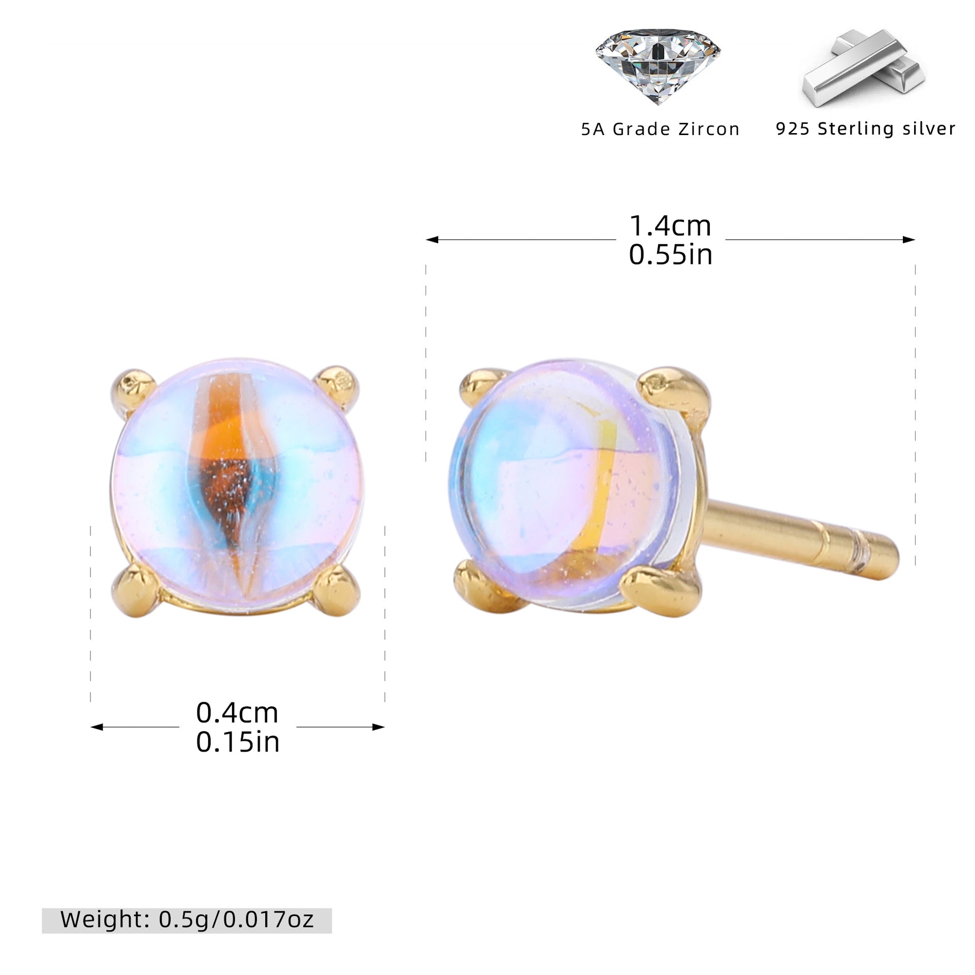 Damen Ohrstecker aus 925 Sterling Silber mit türkisfarbenem Zirkon Shop Nory