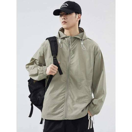 Herren leichte Windjacke mit praktischen Taschen und verstellbarem Kapuzen-Design
