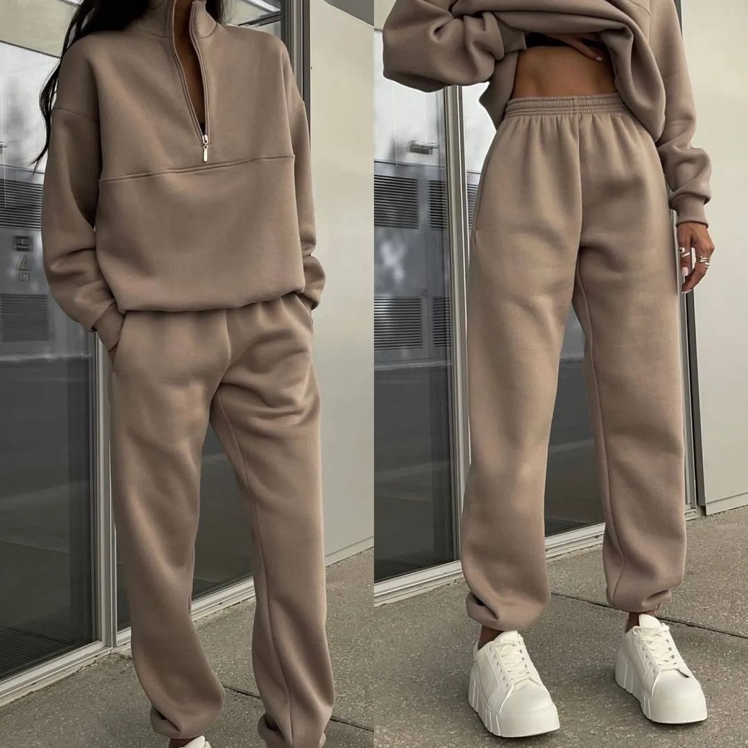 Jogginganzug Damen sportlich mit Zip-Hoodie und Jogginghose