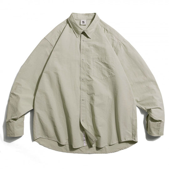 Unisex Oversize Hemd aus leichtem Baumwollmix mit überschnittener Schulter und Brusttasche Shop Nory