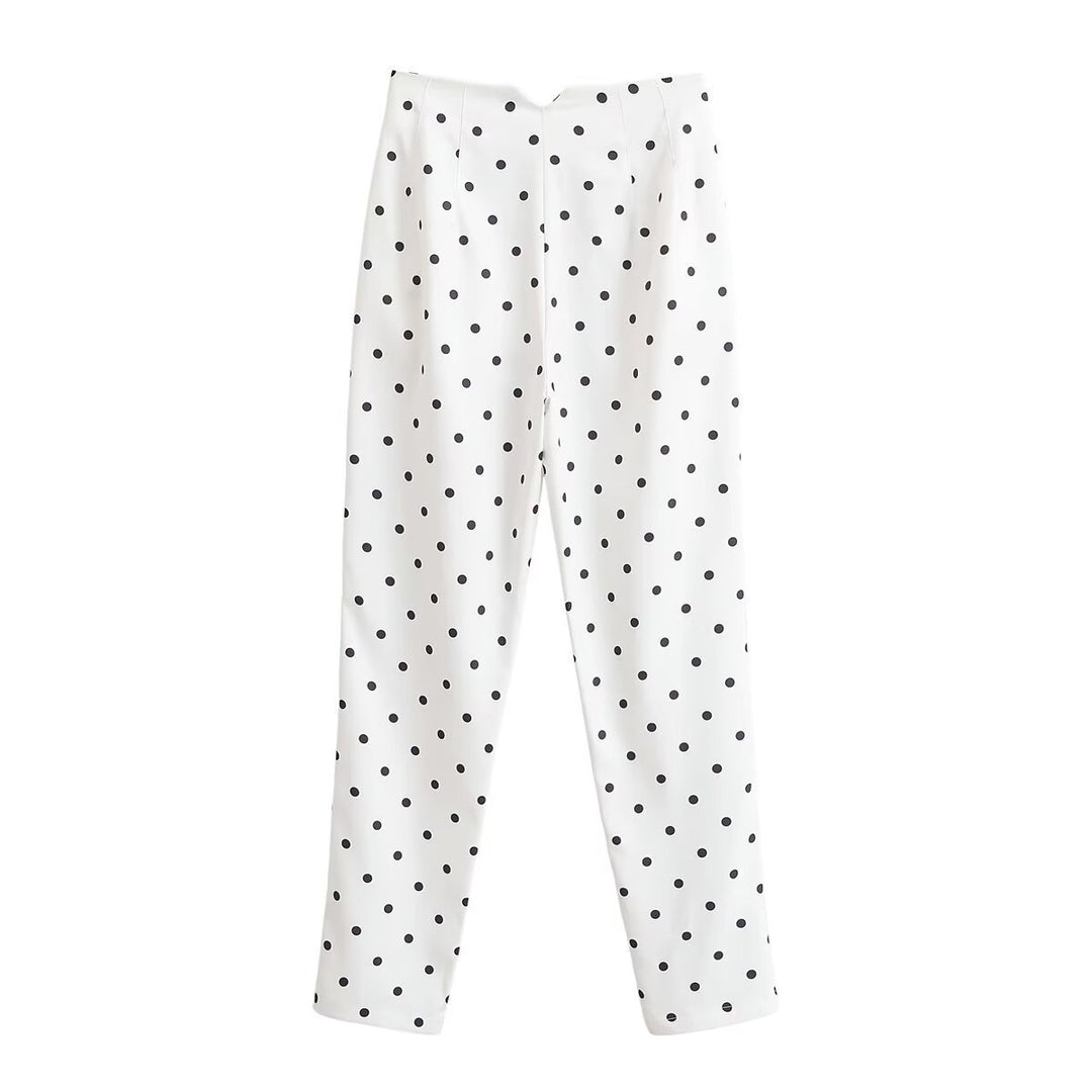 Damen Hochtaillierte konisch zulaufende Stoffhose mit Polka‑Dot‑Print und eleganter Bundverarbeitung Shop Nory
