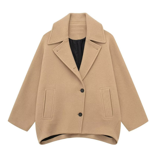 Damen Kurz geschnittener Oversize-Wollmix-Caban mit weitem Revers und kastiger Silhouette Shop Nory
