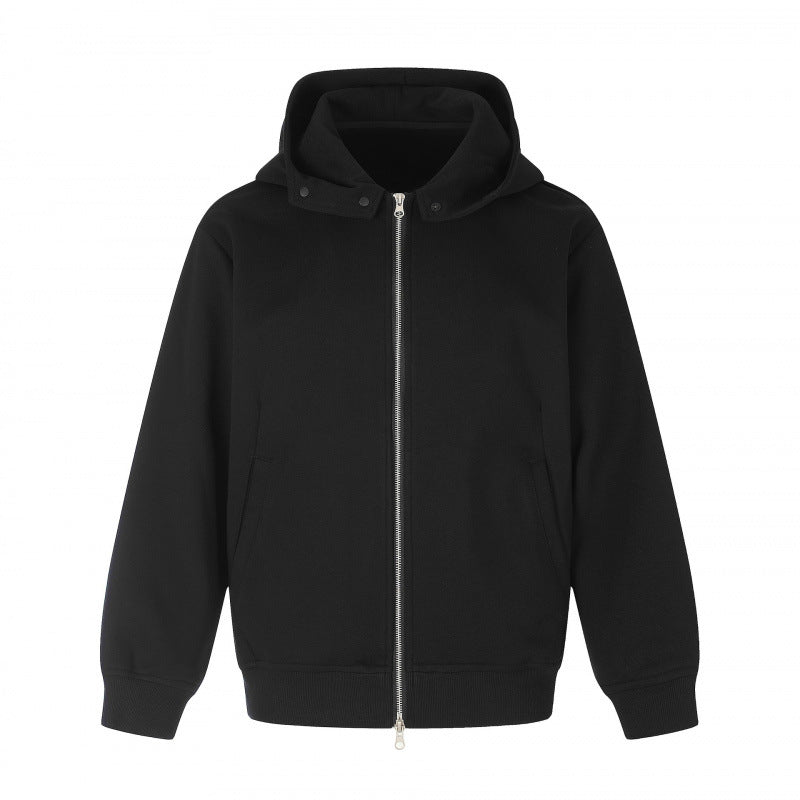 Unisex Boxy-Kapuzenjacke im Minimalstil mit Zwei-Wege-Metallreißverschluss und verdeckten Seitennahttaschen Shop Nory