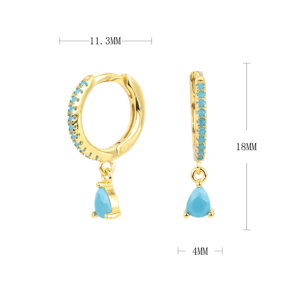 Damen Creolenohrringe mit funkelnden Aqua-Zirkon-Anhängern Shop Nory