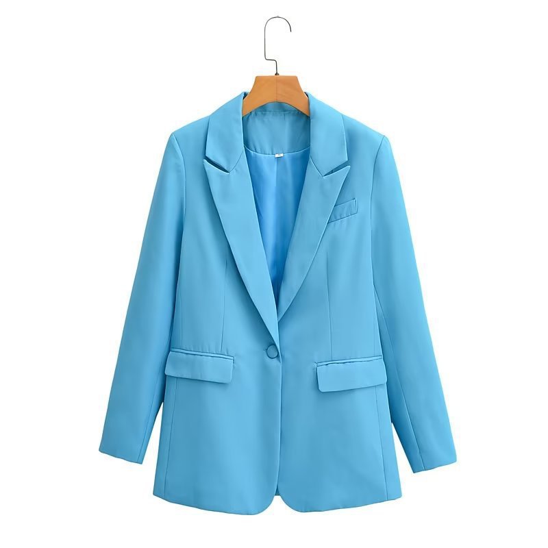 Damen Oversize-Blazer mit fallendem Revers Ein-Knopf-Verschluss und Pattentaschen Shop Nory