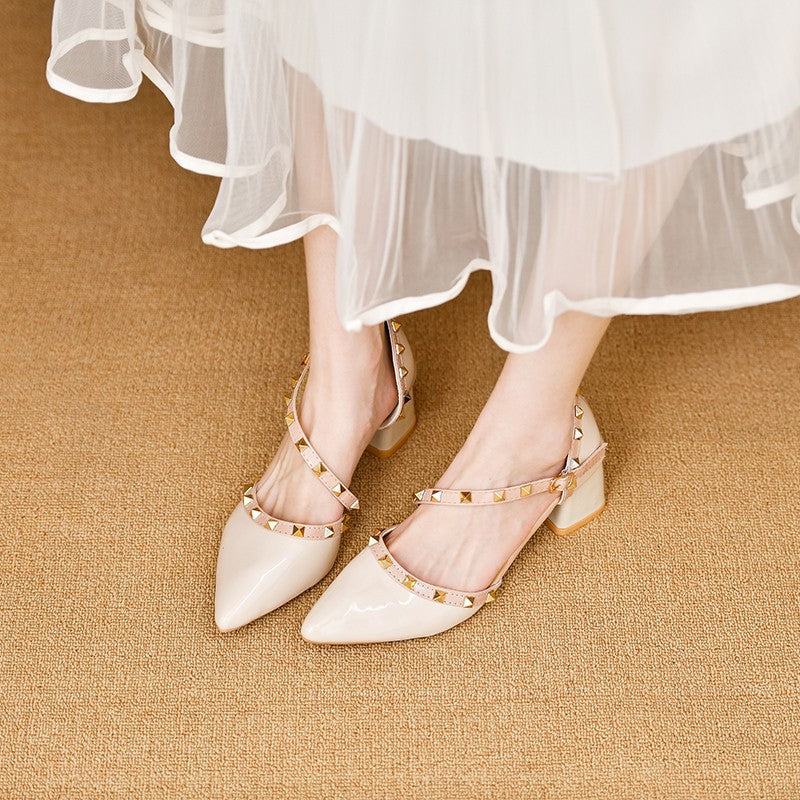 Damen Elegante Strapschuhe mit dekorativen Nieten