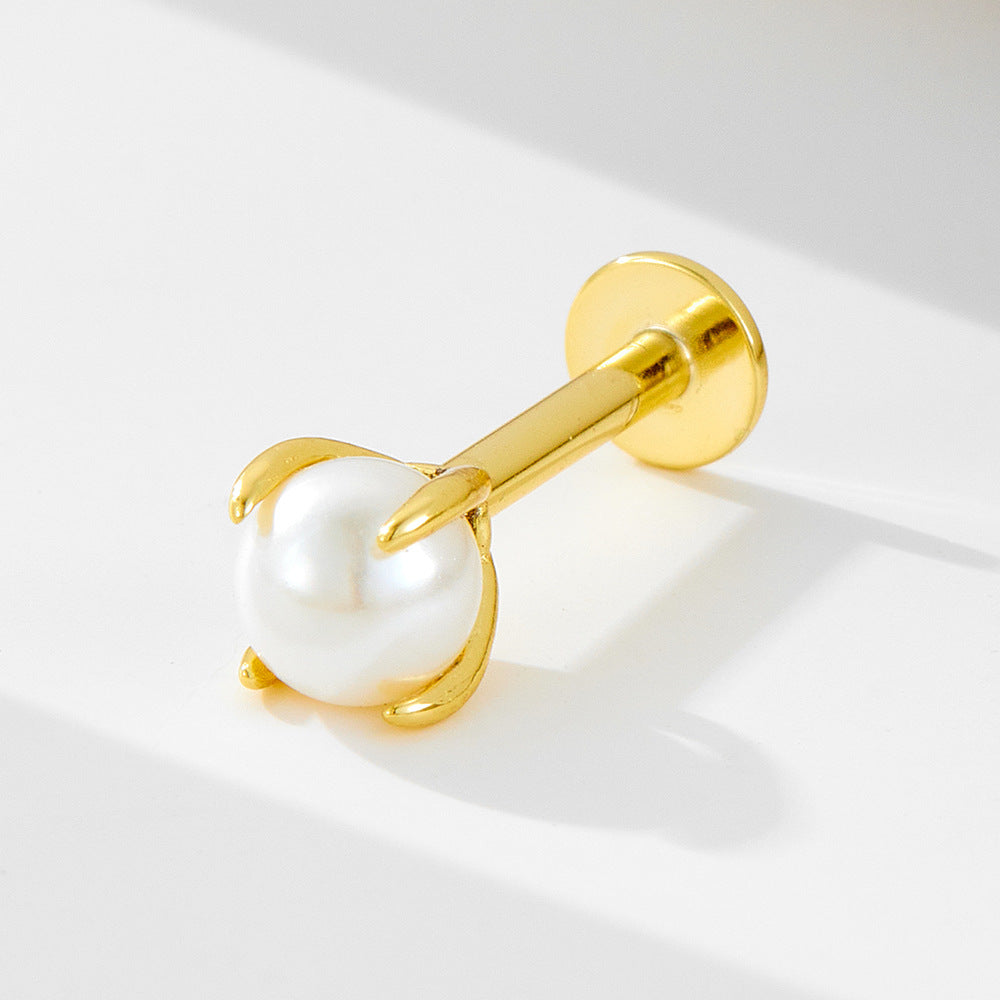 Opalbesetzter Tropfen-Labretpiercing Aus Edelstahl