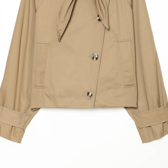 Damen Cropped Trench‑Capejacke mit Schleifenkragen und kastiger Silhouette Shop Nory