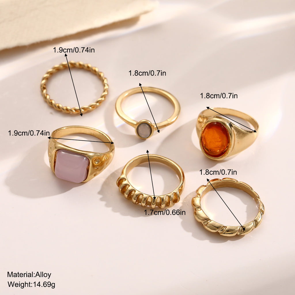 Damen Ring-Set mit kunstvollen Designs und bunten Edelsteinen Shop Nory