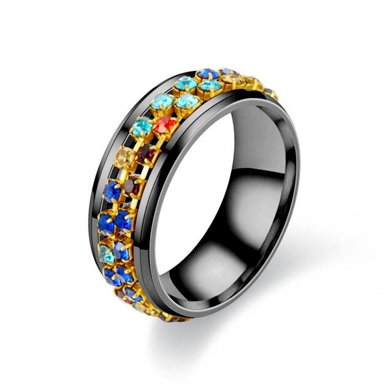 Damen Ring mit funkelndem, mehrfarbigem Zirkonia-Besatz Shop Nory