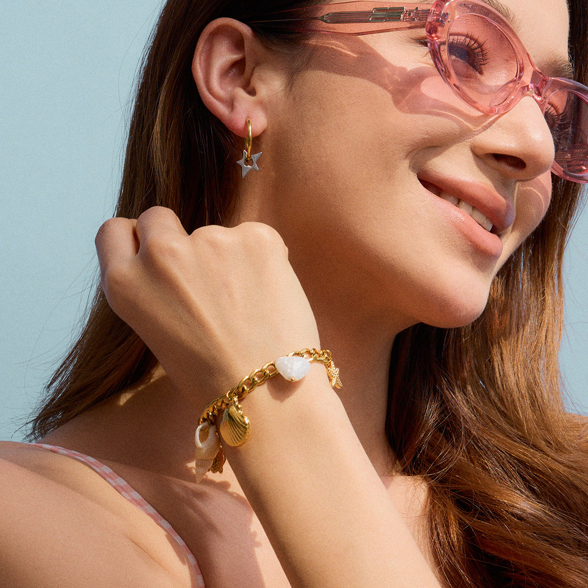 Damen Fußkettchen mit maritimen Motiv-Anhängern und hypoallergener Edelstahlverarbeitung Shop Nory
