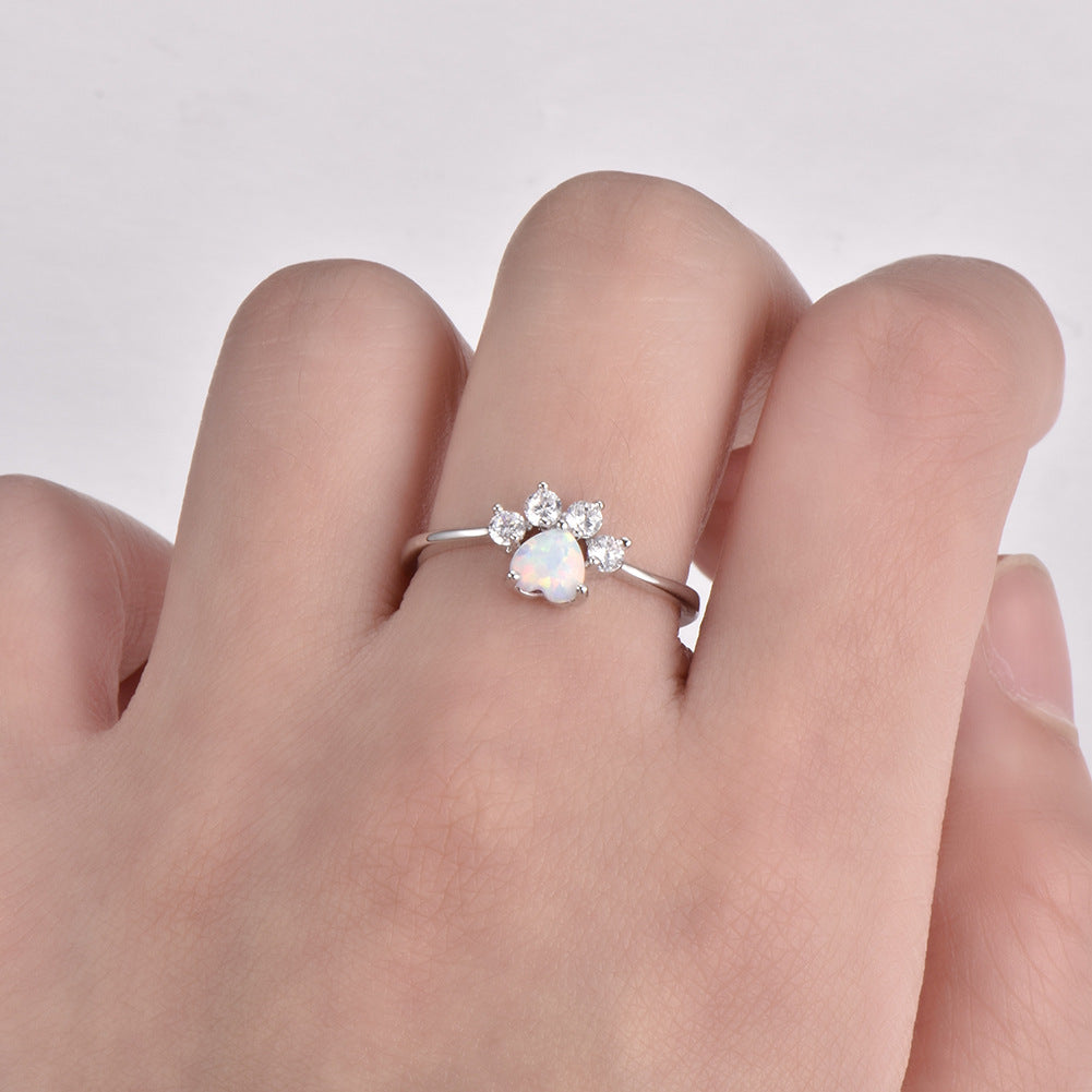 Damen Ring mit hochwertigem opalisierendem Stein und funkelnden Zirkonia-Shop Nory
