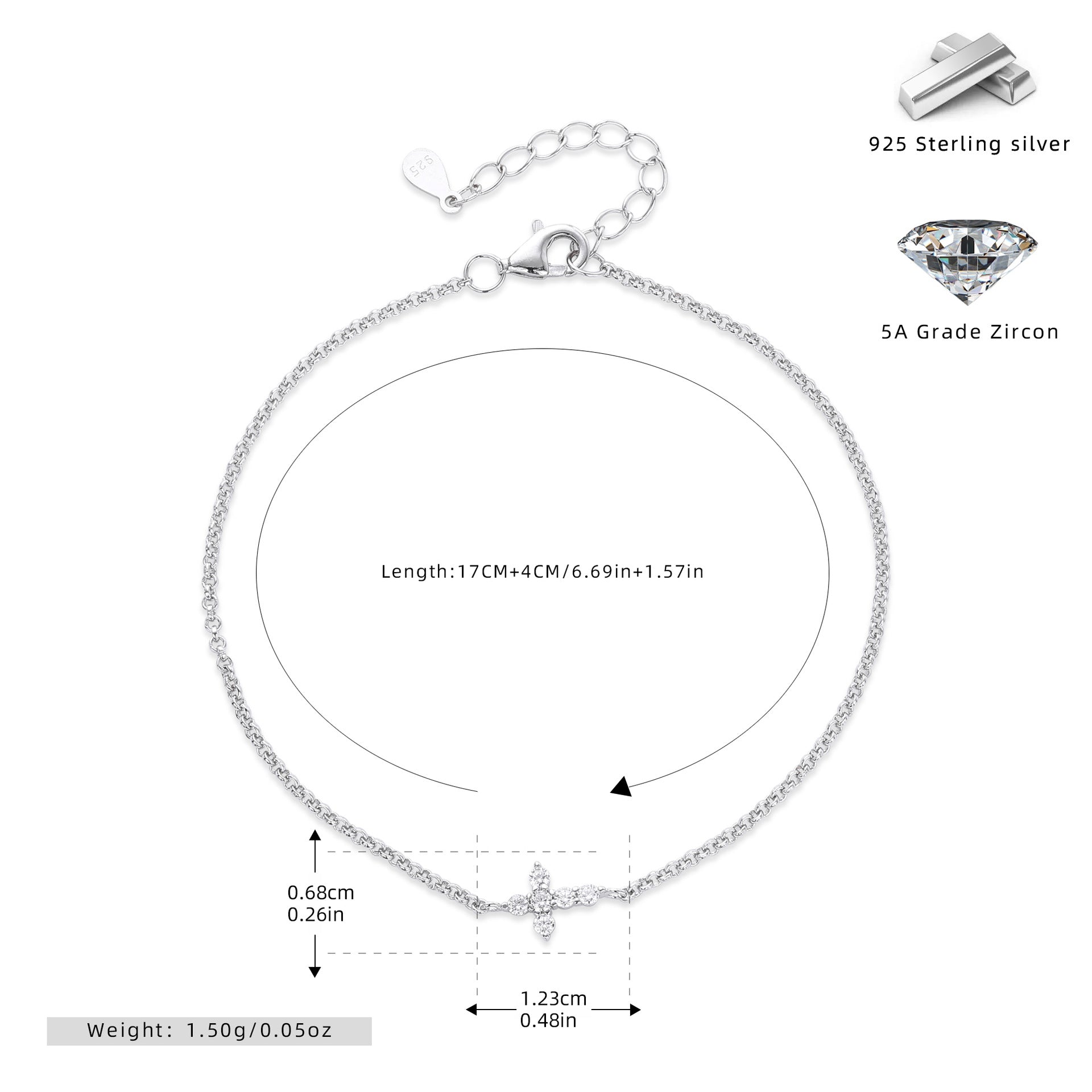 Damen Zarte Armbanduhr aus 925 Sterling Silber mit Funken von Zirkon Shop Nory