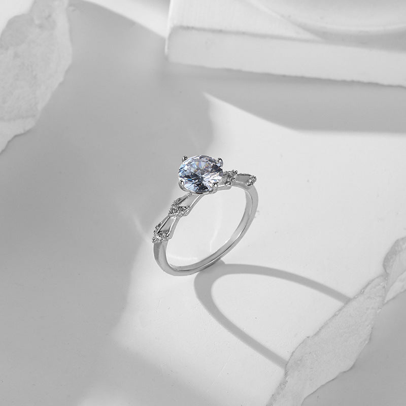 Damen eleganter Ring mit kunstvollem Blattdesign und funkelndem Kristall Shop Nory