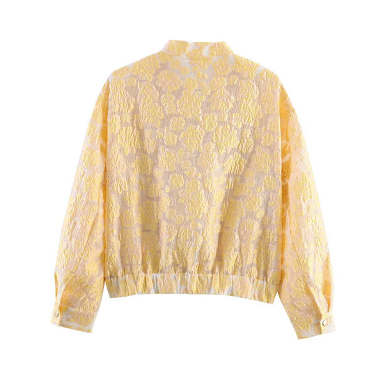 Damen Stepp-Bomberjacke mit Blumenjacquard, Reißverschluss und Pattentaschen Shop Nory