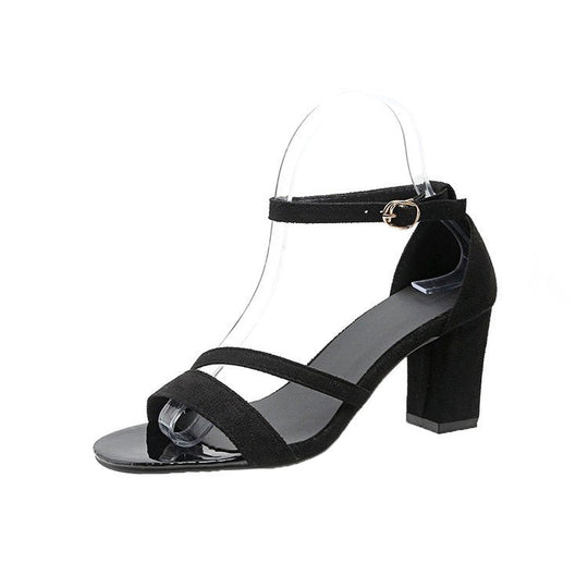 Damen elegante Sandaletten mit breiten Riemen und modischem Blockabsatz