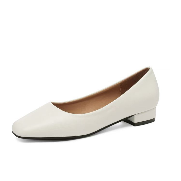 Damen klassische Ballerinas mit elegantem Quadratzehen-Design und leichtem Blockabsatz